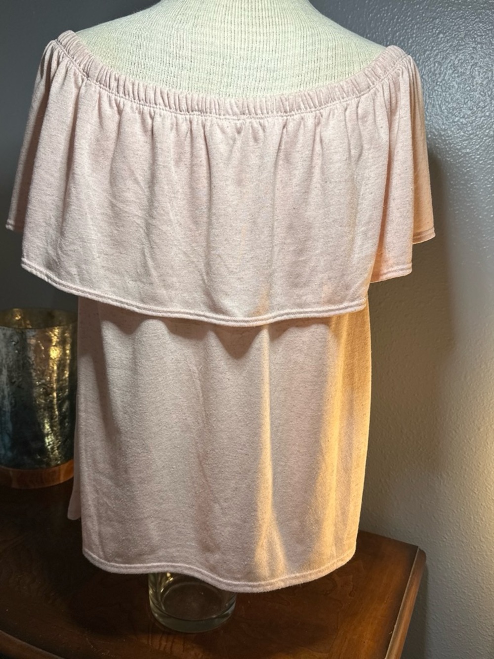 Off-Shoulder Ruffle Top in Soft Blush - Picture 3 of 3
